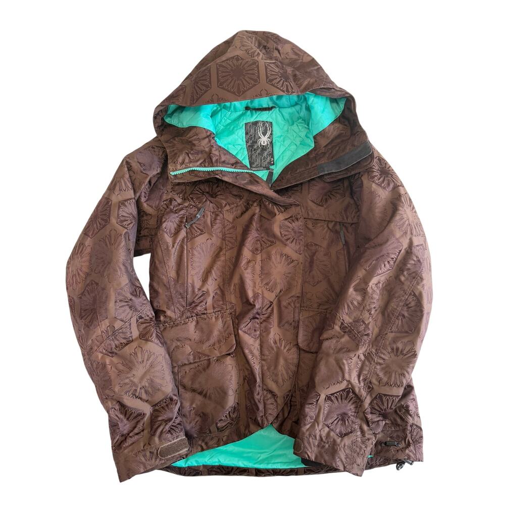 Vintage Y2K Spyder Winter Snow ski jacket brown blue green size S